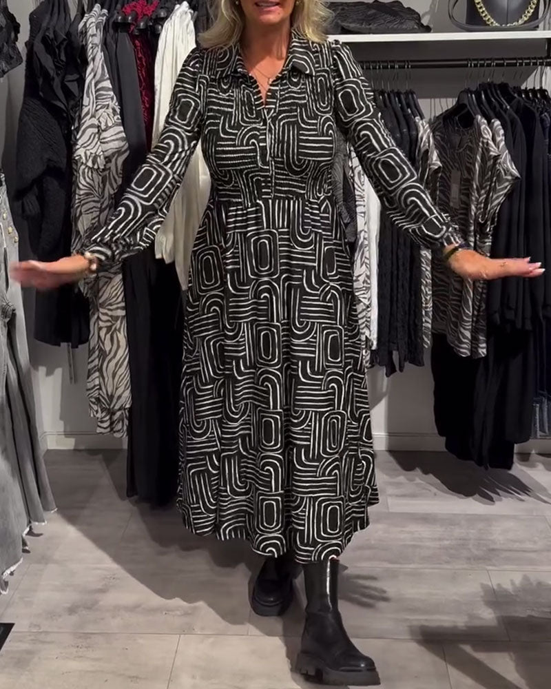 Robe Avec Design De Col Lapel Et Caractéristiques Imprimées Fashionables