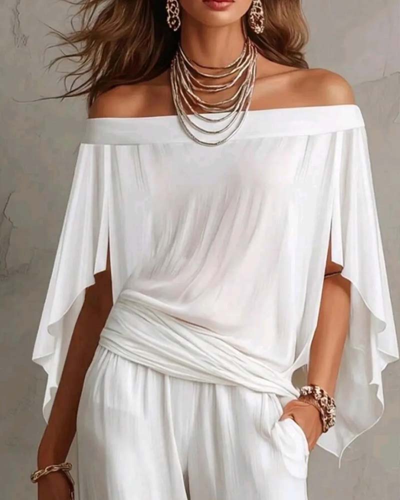 Blouse Off-Shoulder Irrégulière Lâche