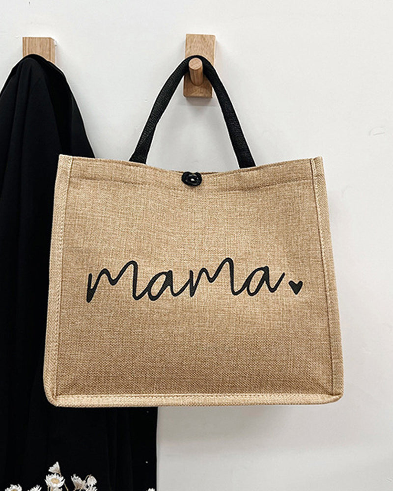 Sac à bandoulière grande capacité en lin portable