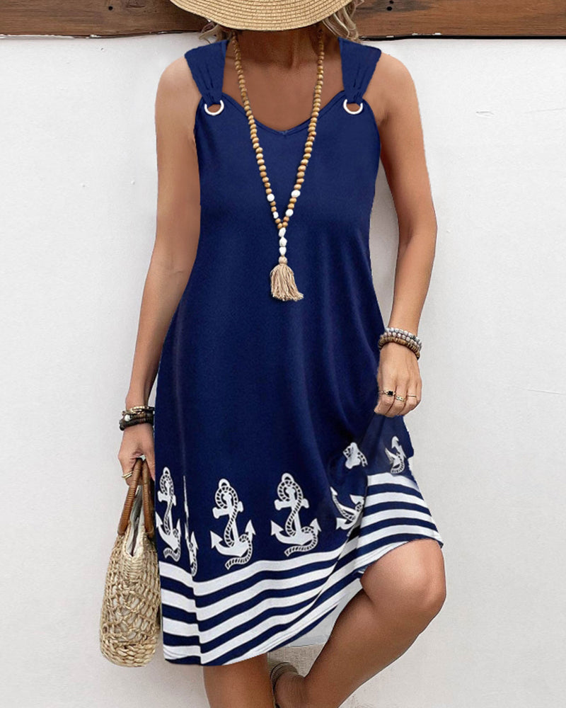 Robe rayée patchwork à bretelles décontractées