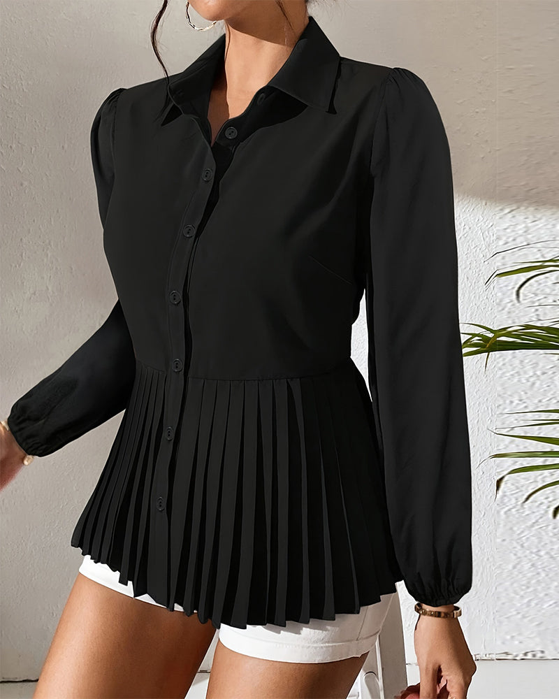 Chemise À Ourlet Plissé Tendance