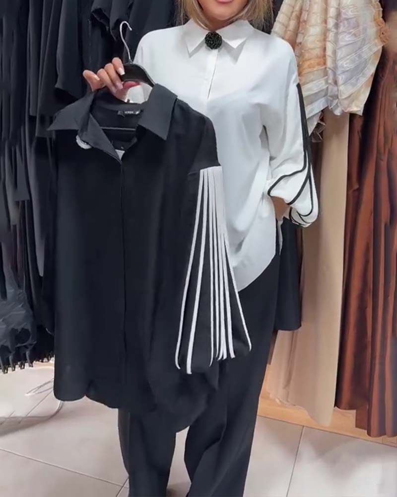 Chemise Contraste Ligne Manche Longue