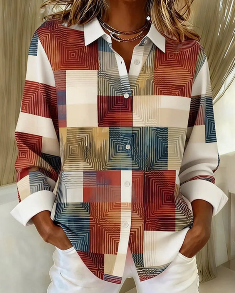 Chemise À Revers Boutonnée À Carreaux