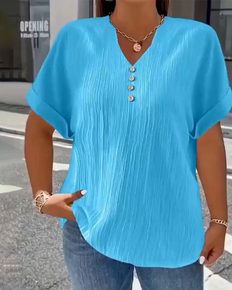 T-Shirt Col V Large Texturé