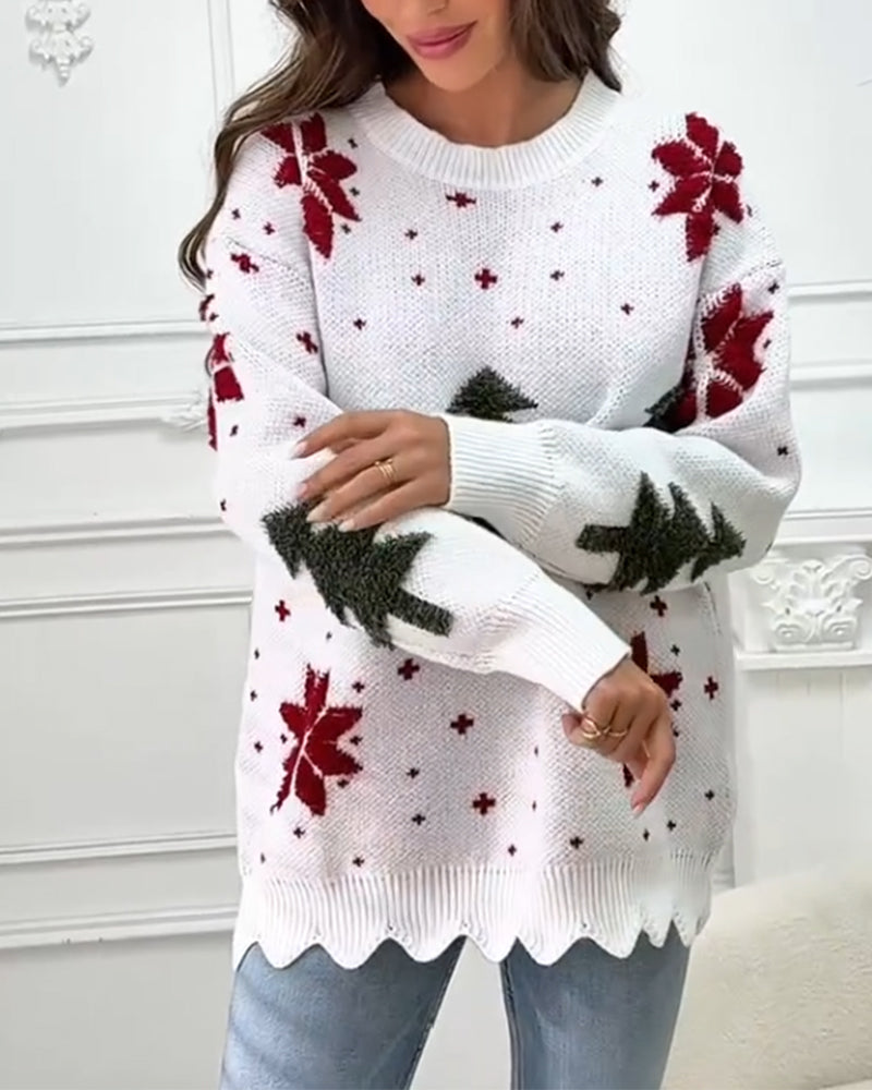 Pull/sweat Vintage Motif Sapin De Noël - Taille L - Noir - Laine - Neuf Sans étiquettes - Femme