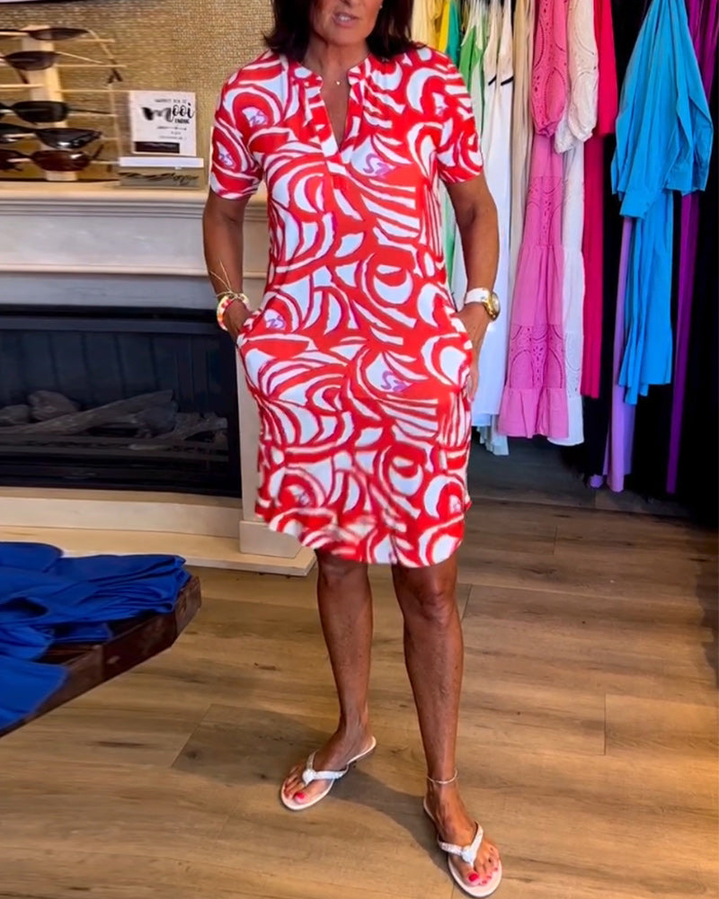 Robe imprimée décontractée à manches courtes