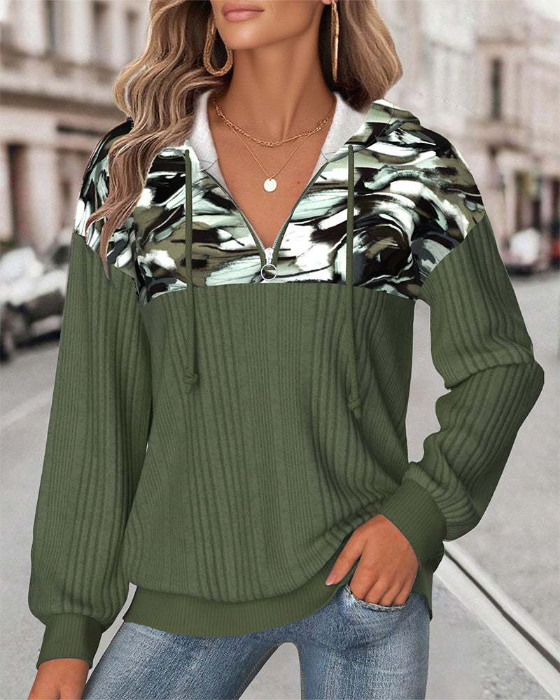 Sweat À Capuche Imprimé Camouflage