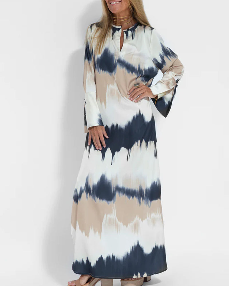 Robe à manches longues avec col en V