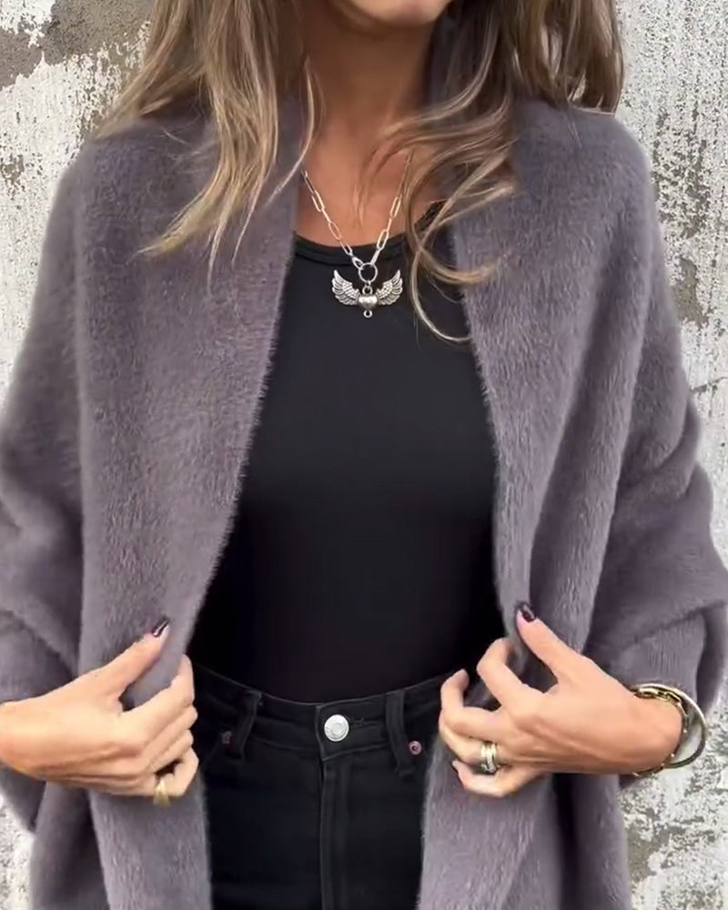 Cardigan décontracté à franges de couleur unie