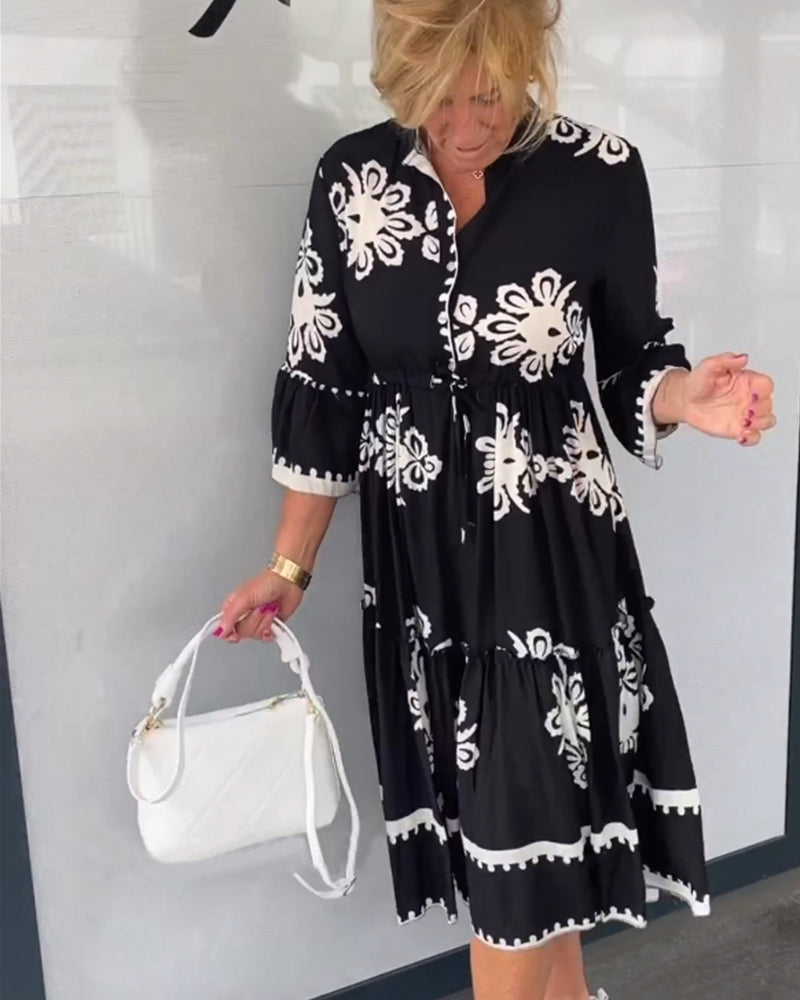 Robe à imprimé floral et manches 3/4