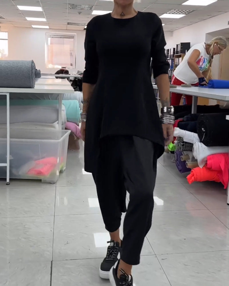 Sweat-shirt mi-long col rond