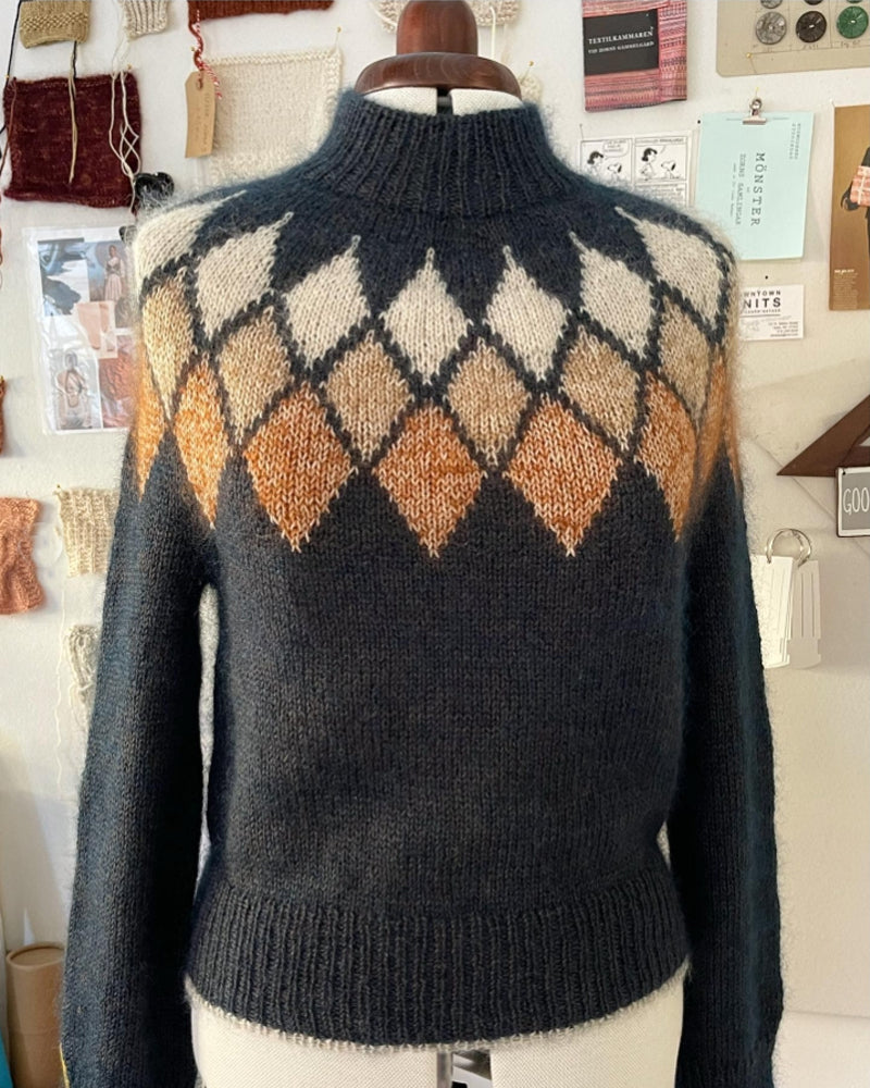 Pull à jacquard losange géométrique