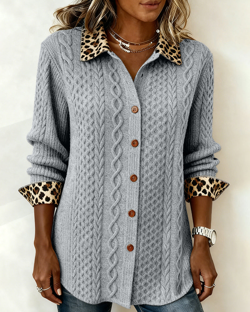Chemise Manches Longes Imprimé Léopard Et Color-Block