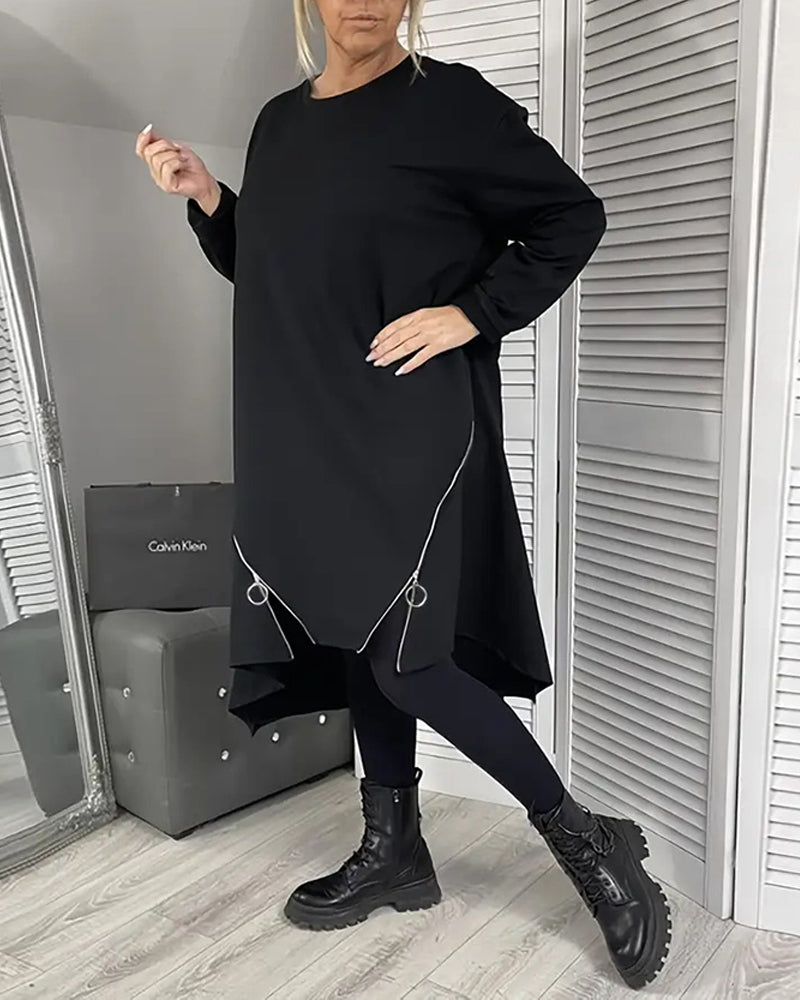 Robe Ample Oversize À Fermeture Éclair