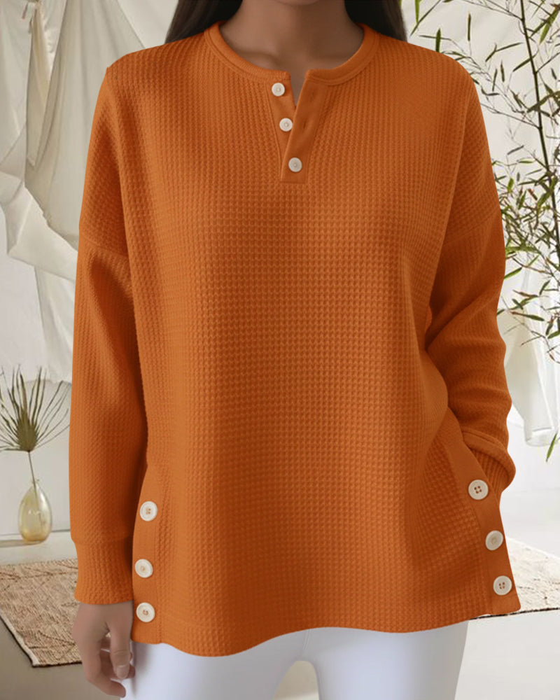 Sweat Décontracté À Motif Gaufré, Tendance