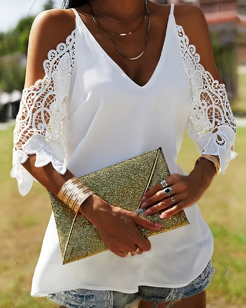 Blouse Épaules Dénudées Creuse Unie