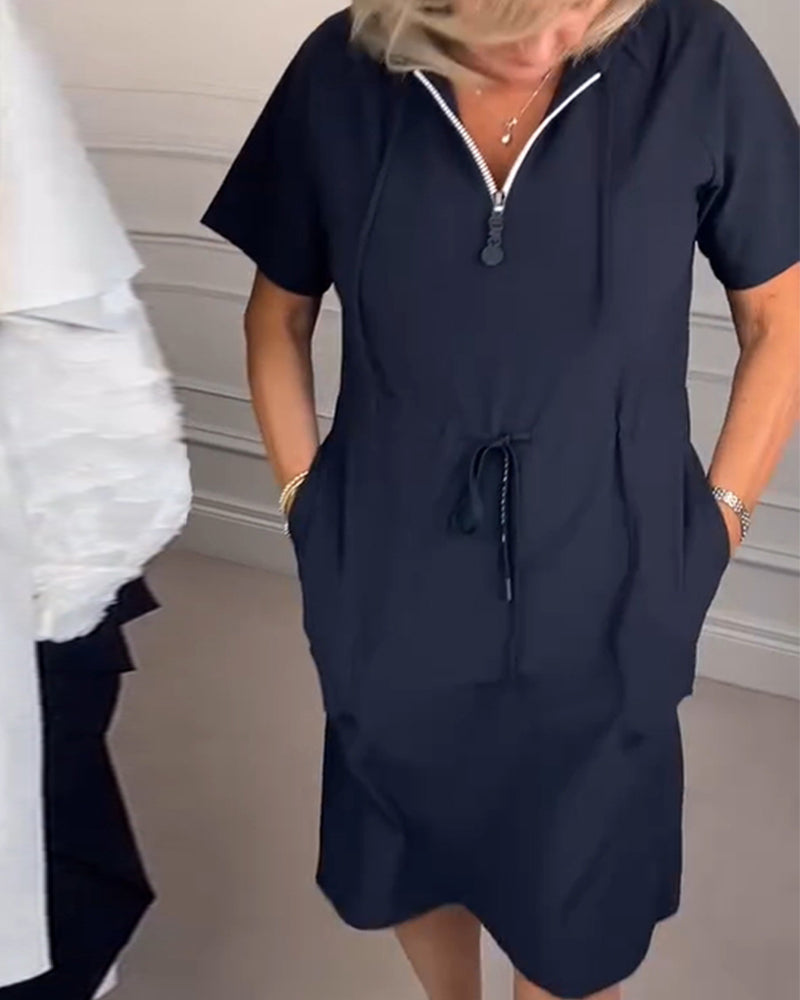Robe À Capuche Et Demi-Fermeture Éclair Sportive