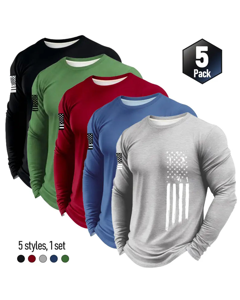 Haut Homme Drapeau National Imprimé Manches Longues