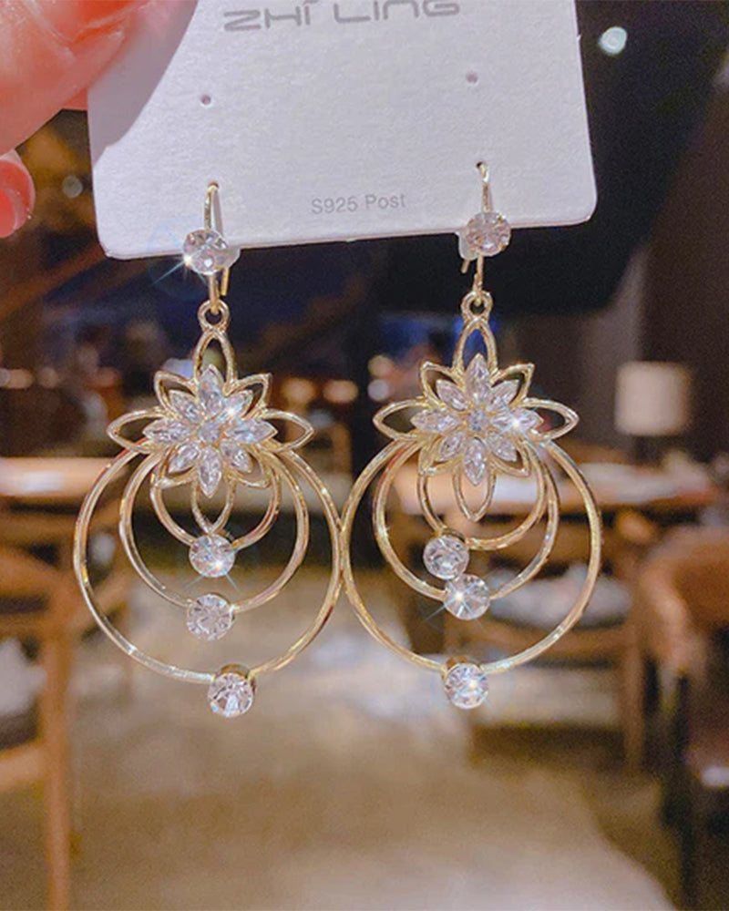 Boucles d'oreilles trois créoles lotus en cristal