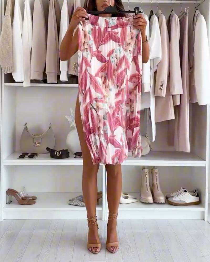 Jupe Plissée Accordéon Fleurie