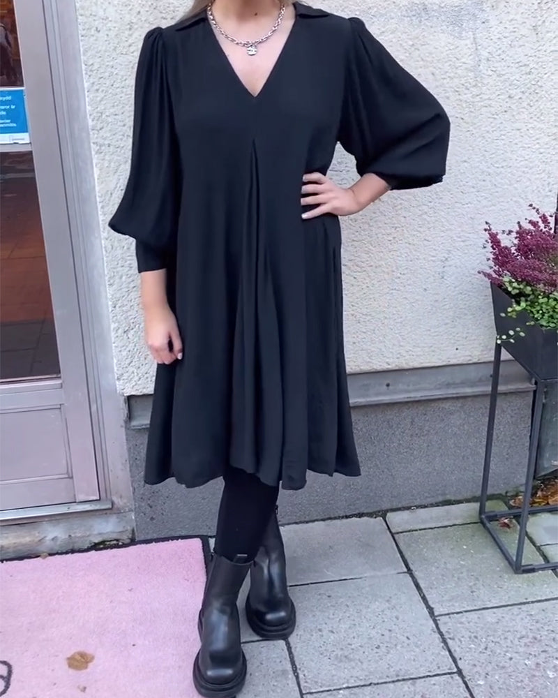 Robe Col En V Tendance Manches Lanterne