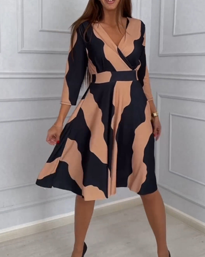 Robe vintage A-line avec imprimé