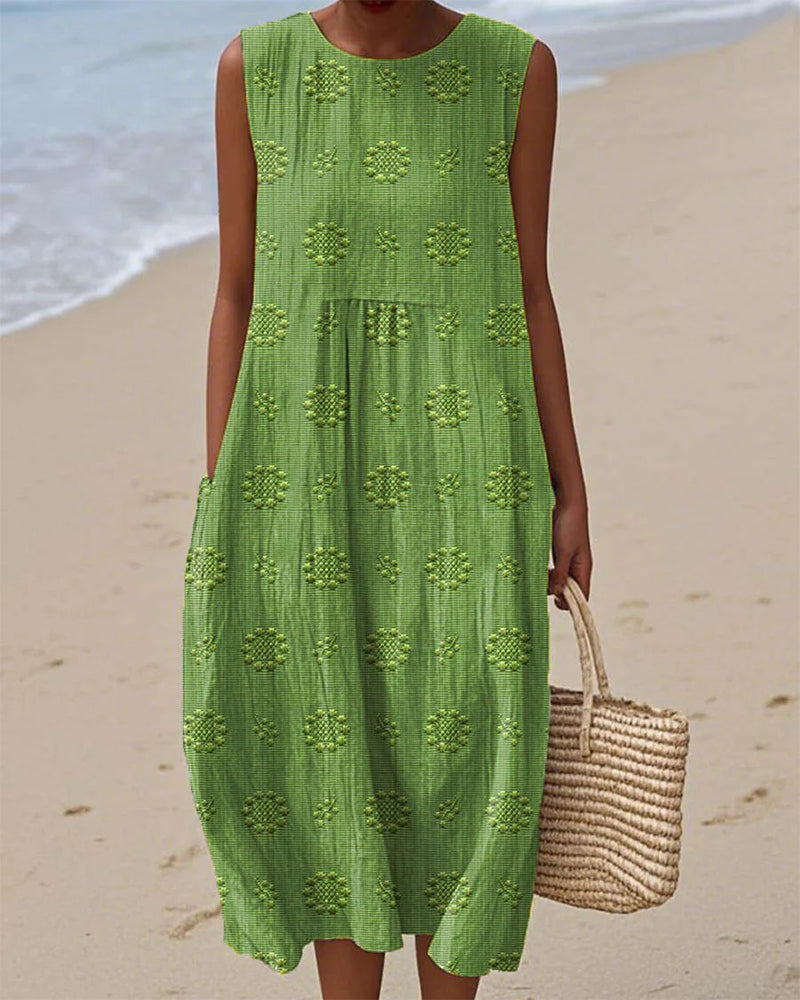 Robe Frais Imprimé Sans Manches