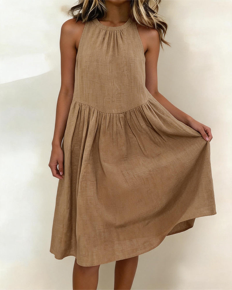 Robe Halter Sans Manches A-Ligne