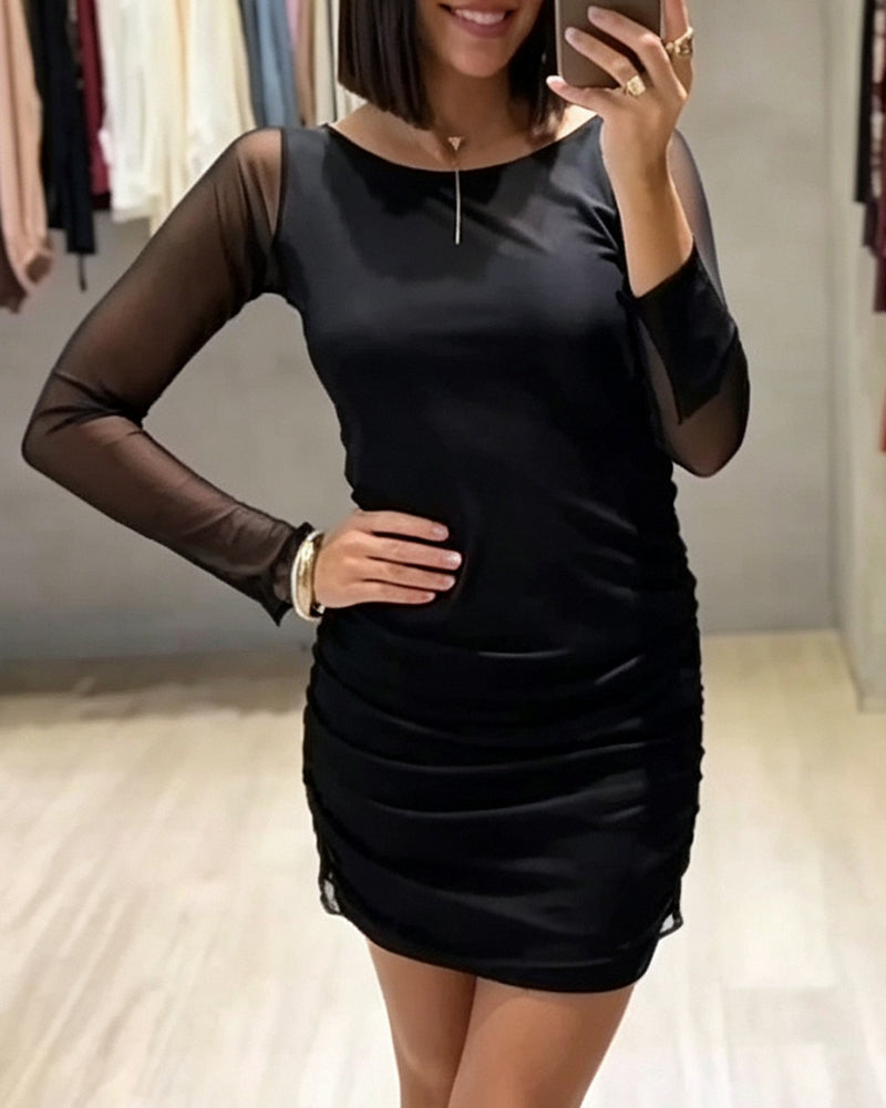 Robe Col-Rond Maille Froncé Slim