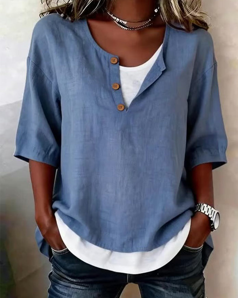 Blouse Factice Deux Pièces Manches 3/4