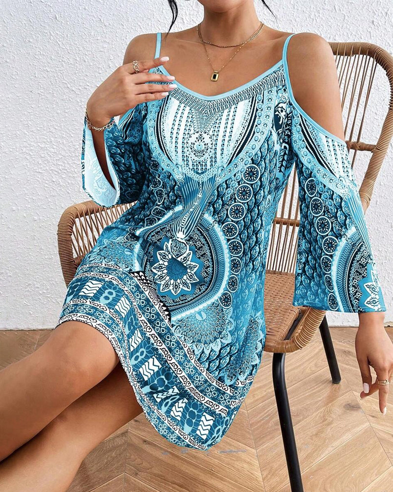 Robe Sans Bretelles Décolleté Imprimée Shift