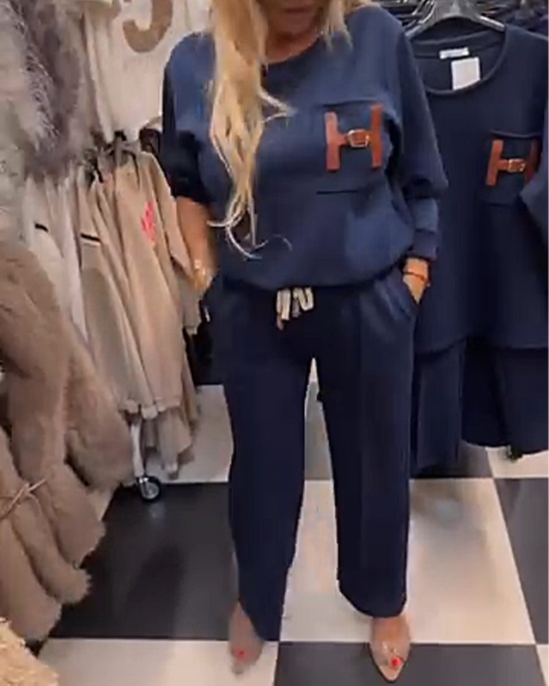 Ensemble Sweat Décontracté Avec Pantalon Droit