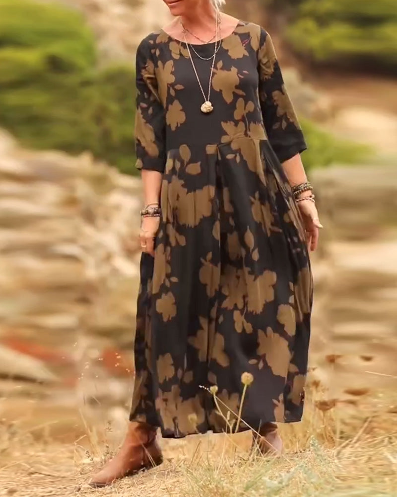 Robe tempérament rétro imprimée