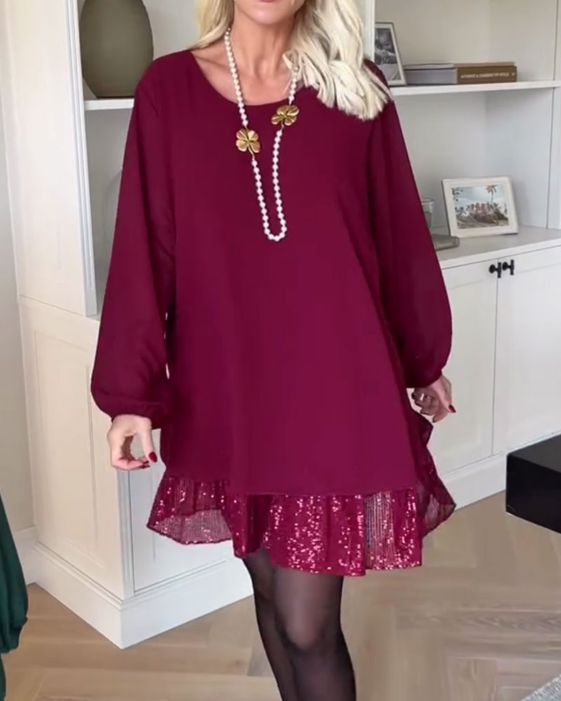 Robe Col Rond Ample Patchwork