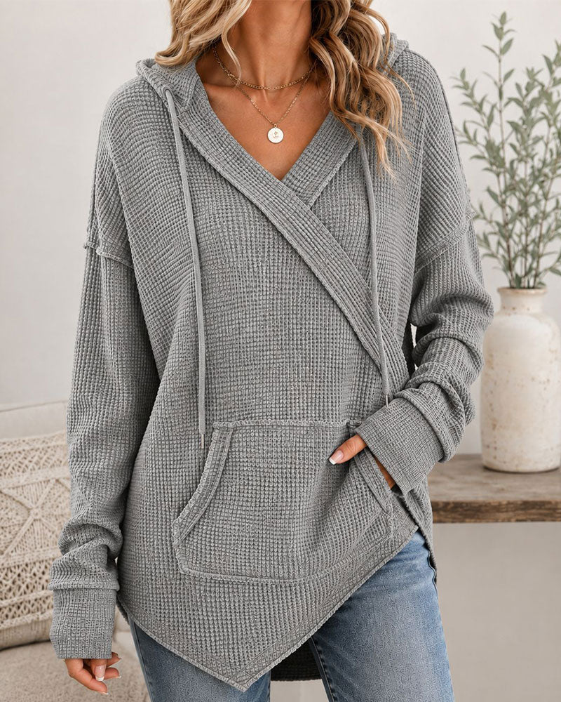 Sweat À Capuche Gaufré Cordon Poche