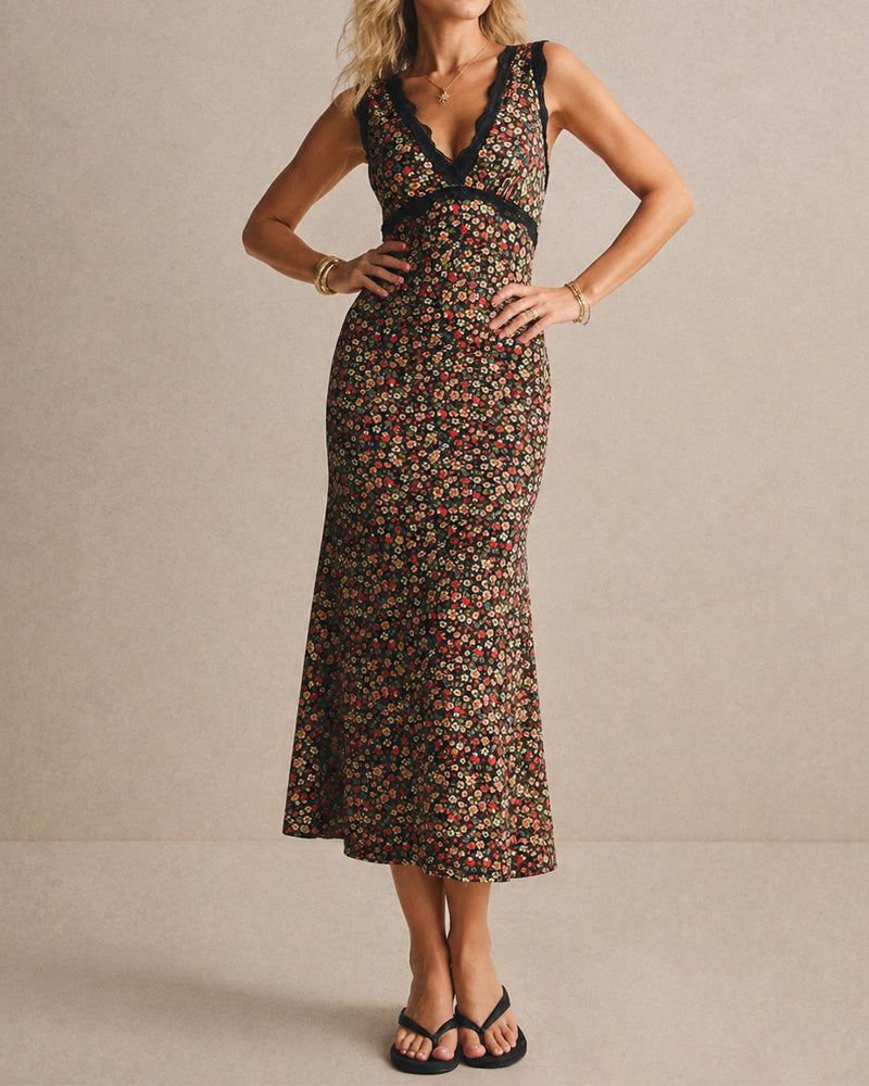 Robe Décontractée Col-V Dentelle