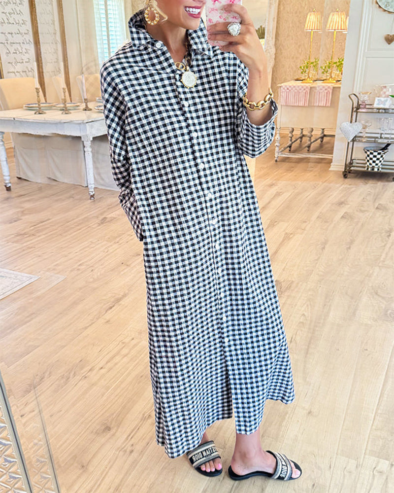 Robe Chemise À Imprimer Plaid