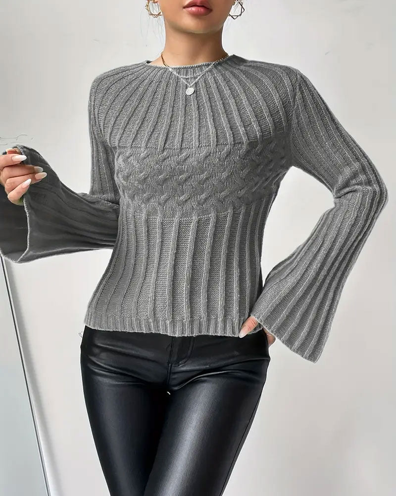 Pull Élégant Cintré À Manches Trompette