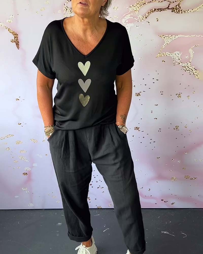 Blouse love manches courtes col V