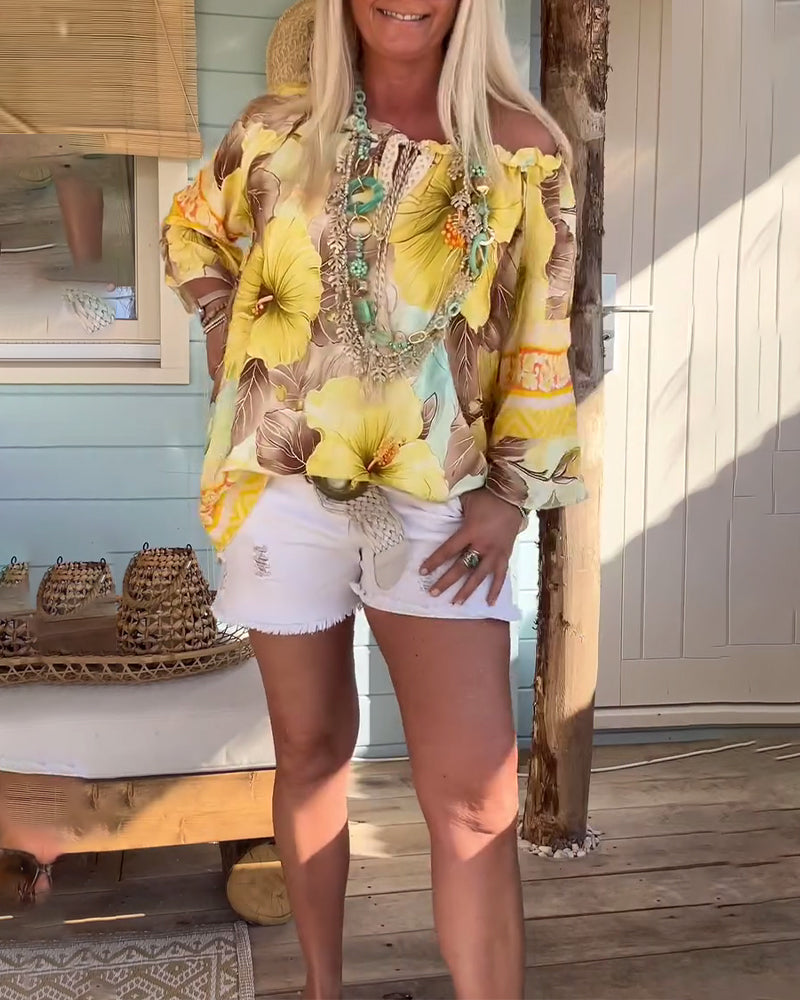 Blouse Off-Shoulder Imprimé Resort