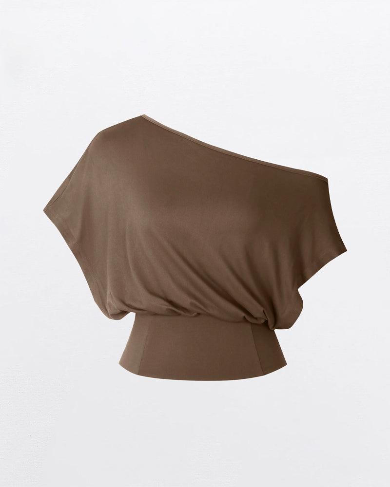 T-Shirt Ourlet Asymétrique Ajusté Chauve-Souris