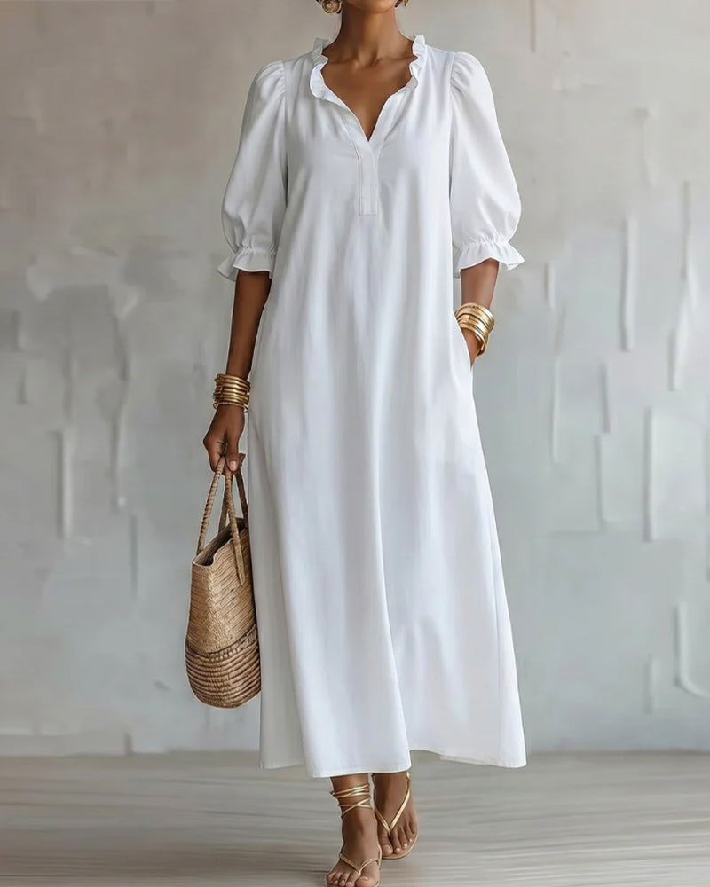 Robe Col Montant Manches Bouffantes