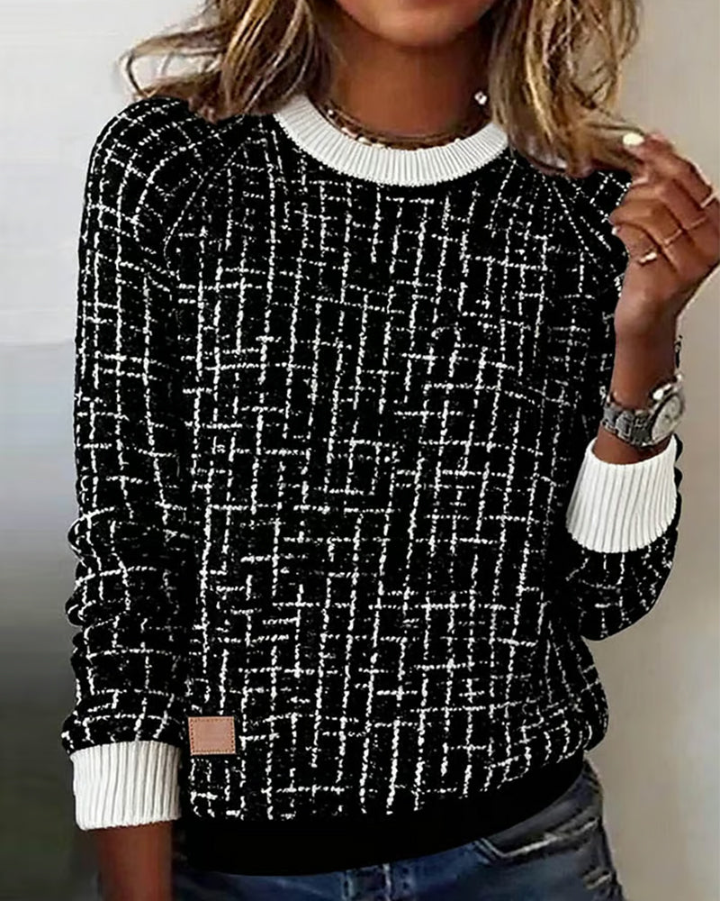 Sweat-Shirt Décontracté Imprimé À Carreaux
