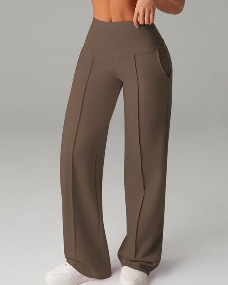 Pantalon Uni Passepoilé Jambe Droite Sport
