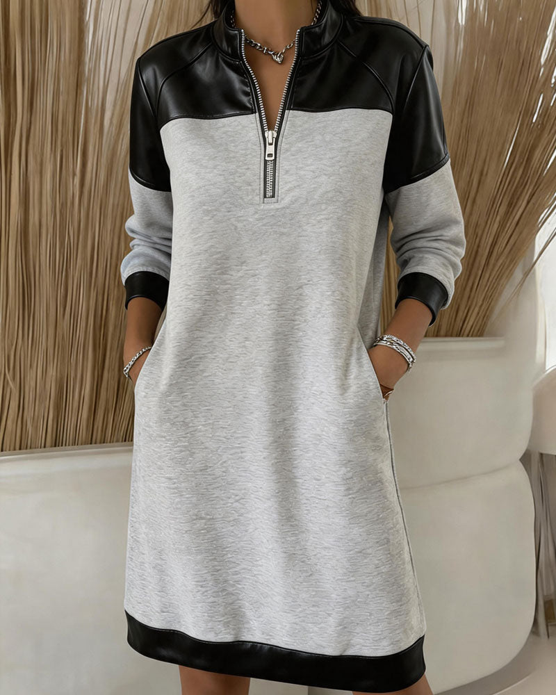 Robe Demi-Fermeture Éclair Casual Sweatshirt