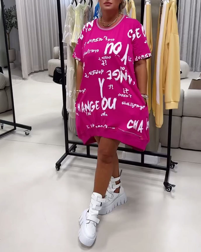 Robe Lâche Lettre Imprimé