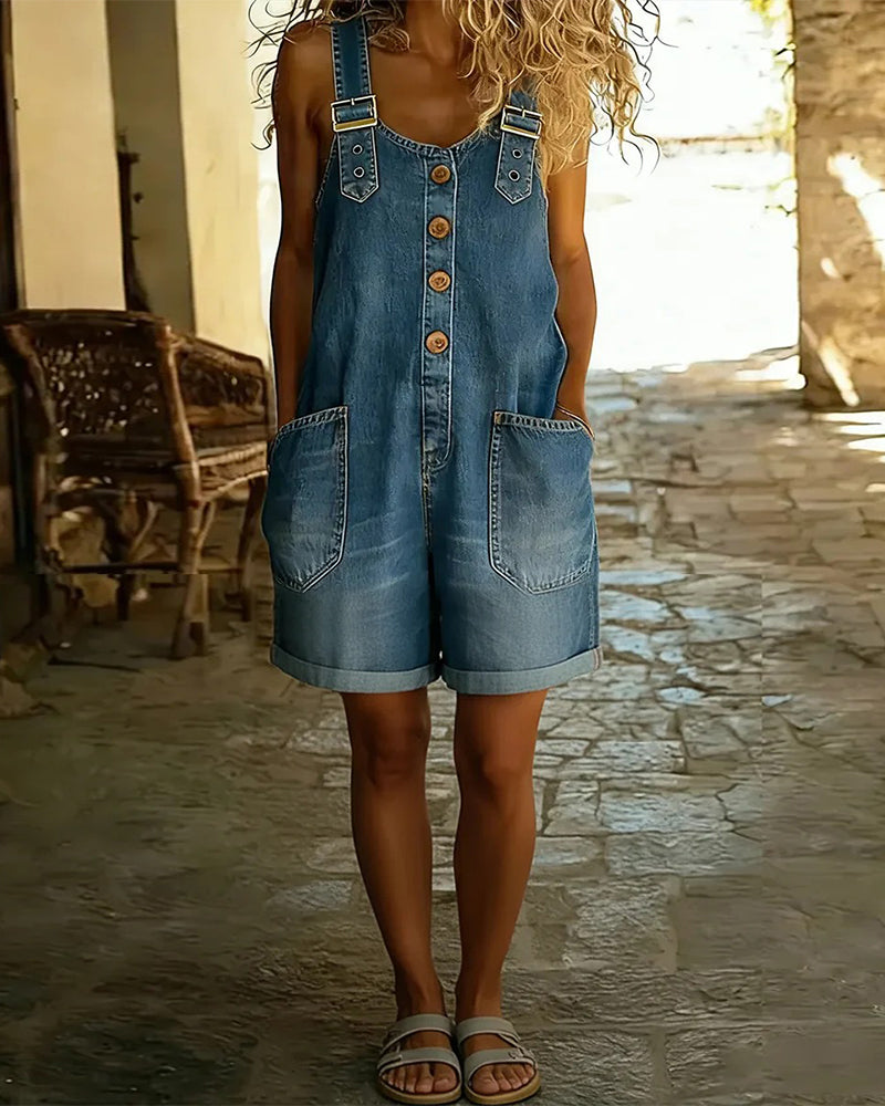 Combinaisons Avec Short En Denim Décontracté