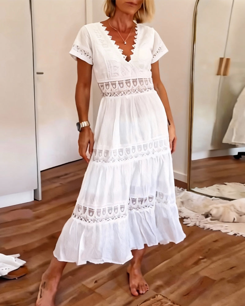 Robe Profond Décolleté En V Découpe Maxi