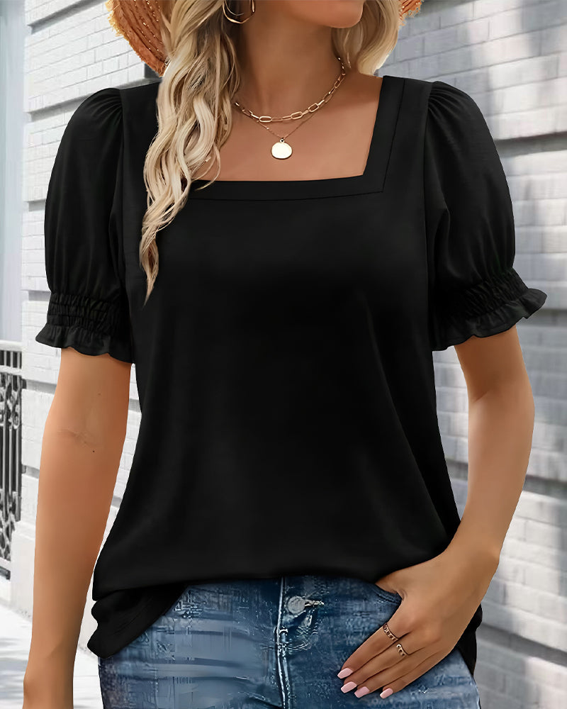 T-Shirt Uni Manches Bouffantes