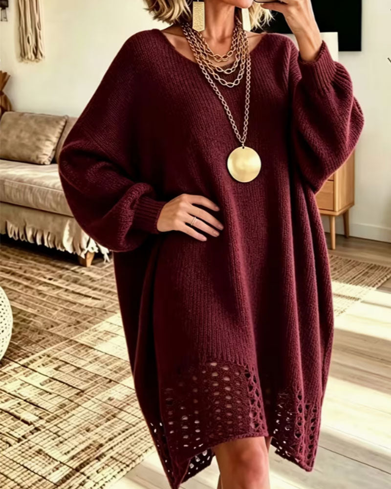 Robe Col Rond Ajouré Pull